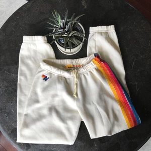 AVIATOR NATION 5 STRIPE SWEATPANTS - VINTAGE WHITE